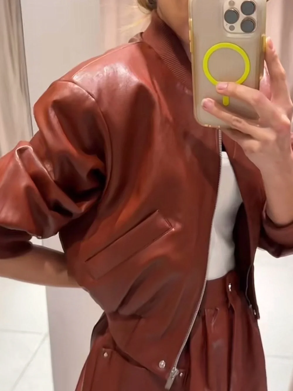 ZARA FAUX LEATHER BALLOON MINI SKIRT